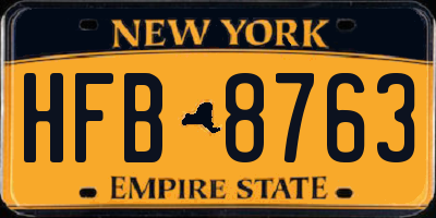 NY license plate HFB8763
