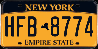 NY license plate HFB8774