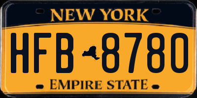 NY license plate HFB8780