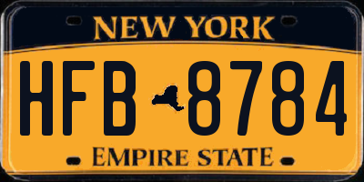 NY license plate HFB8784