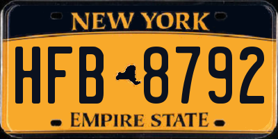 NY license plate HFB8792