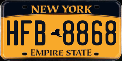 NY license plate HFB8868