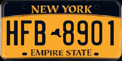 NY license plate HFB8901