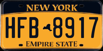 NY license plate HFB8917