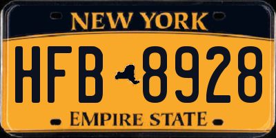 NY license plate HFB8928