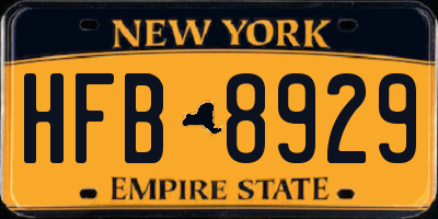 NY license plate HFB8929