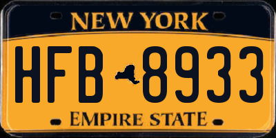 NY license plate HFB8933