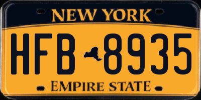 NY license plate HFB8935