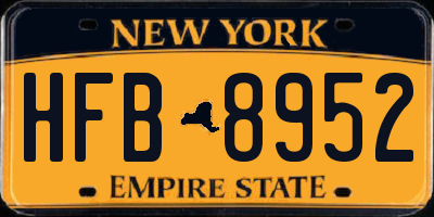 NY license plate HFB8952