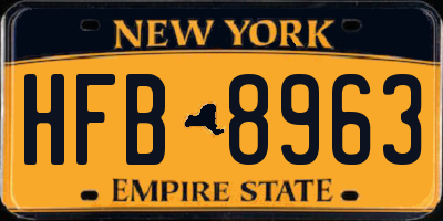 NY license plate HFB8963