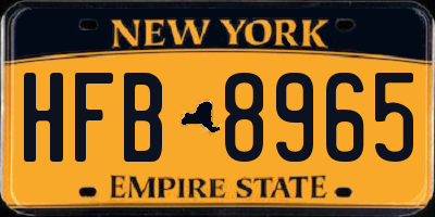 NY license plate HFB8965