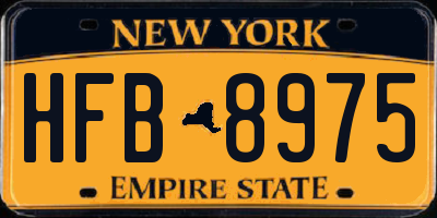 NY license plate HFB8975