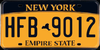 NY license plate HFB9012