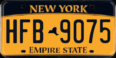 NY license plate HFB9075