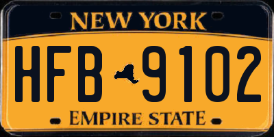 NY license plate HFB9102