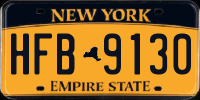 NY license plate HFB9130