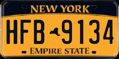 NY license plate HFB9134