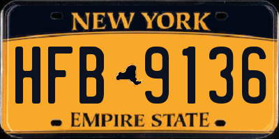 NY license plate HFB9136