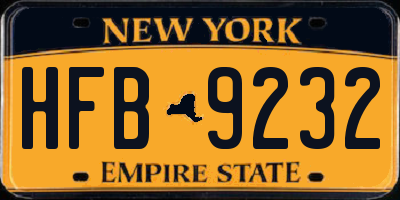 NY license plate HFB9232