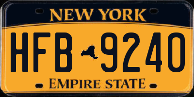 NY license plate HFB9240