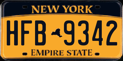 NY license plate HFB9342