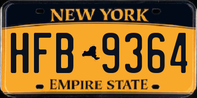 NY license plate HFB9364