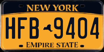 NY license plate HFB9404