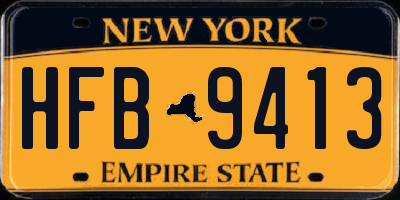 NY license plate HFB9413