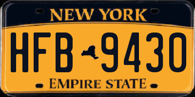 NY license plate HFB9430