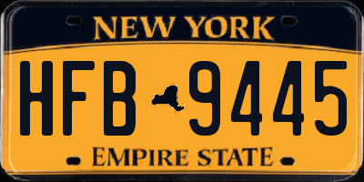 NY license plate HFB9445