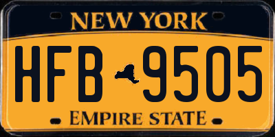 NY license plate HFB9505
