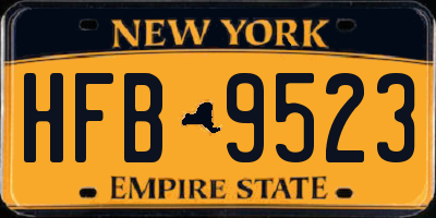 NY license plate HFB9523
