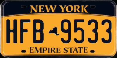 NY license plate HFB9533