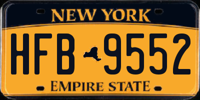 NY license plate HFB9552