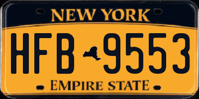NY license plate HFB9553