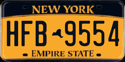 NY license plate HFB9554