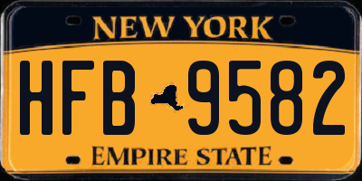 NY license plate HFB9582