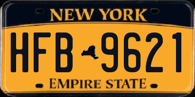 NY license plate HFB9621