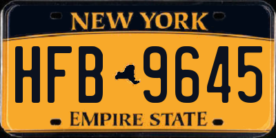 NY license plate HFB9645