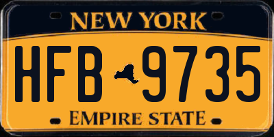 NY license plate HFB9735