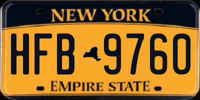 NY license plate HFB9760