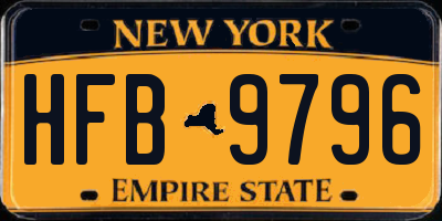 NY license plate HFB9796