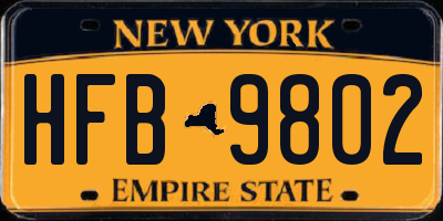 NY license plate HFB9802