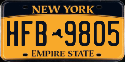 NY license plate HFB9805