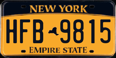 NY license plate HFB9815