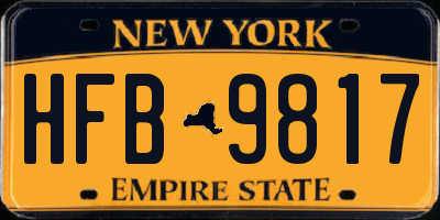 NY license plate HFB9817