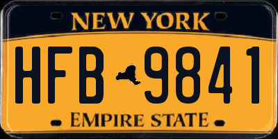 NY license plate HFB9841