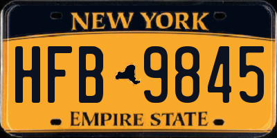 NY license plate HFB9845