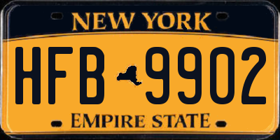 NY license plate HFB9902