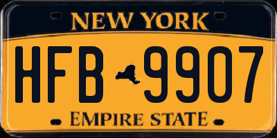 NY license plate HFB9907